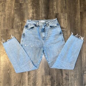 Zara High Waisted Light Wash Denim Mom Jeans